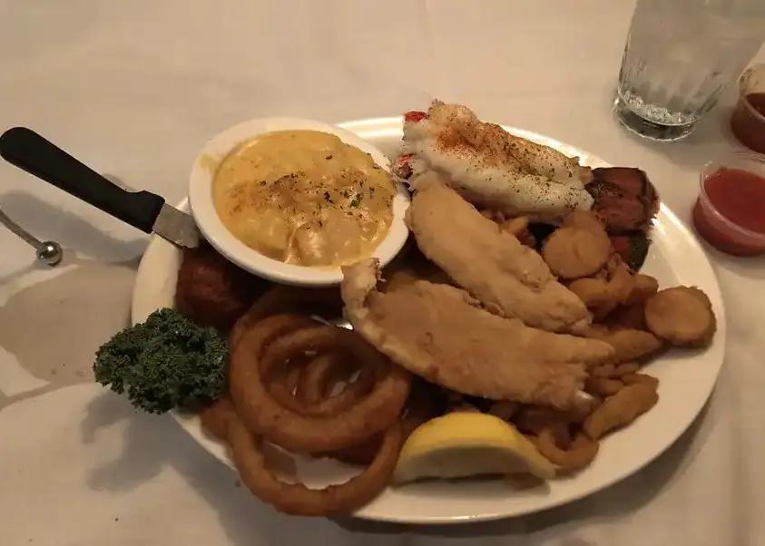 Chesapeake Seafood House - early bird menu items, friend fish, onion rings - Decatur, IL