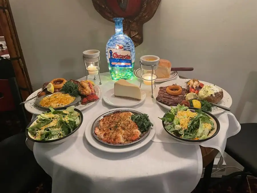Chesapeake Seafood House, table filled with food, event special for two - Springfield, IL