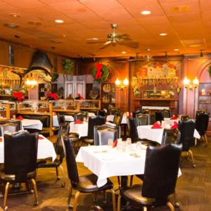 Chesapeake Seafood House, restaurant interior, dining room, with nautical and Christmas decor - Springfield, IL