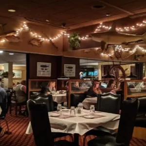 Chesapeake Seafood House, restaurant interior, dining room with booths and tables, nautical decor - Springfield, IL